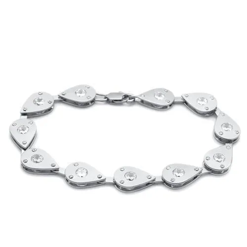 LO2014 - Matte Rhodium & Rhodium Brass Armband mit AAA-Klasse CZ in Clear