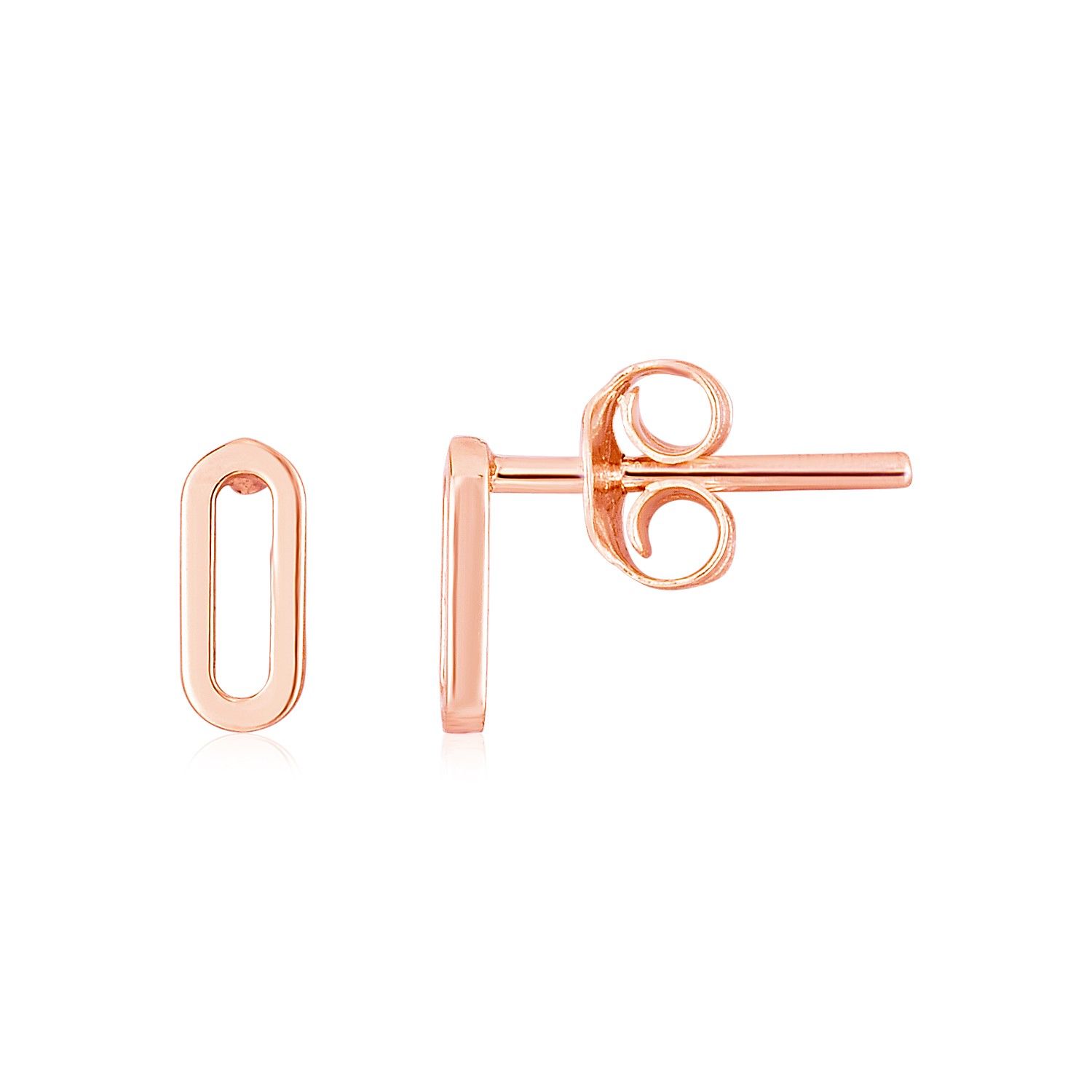 14K Rose Gold Paperclip Link Stud Ohrringe
