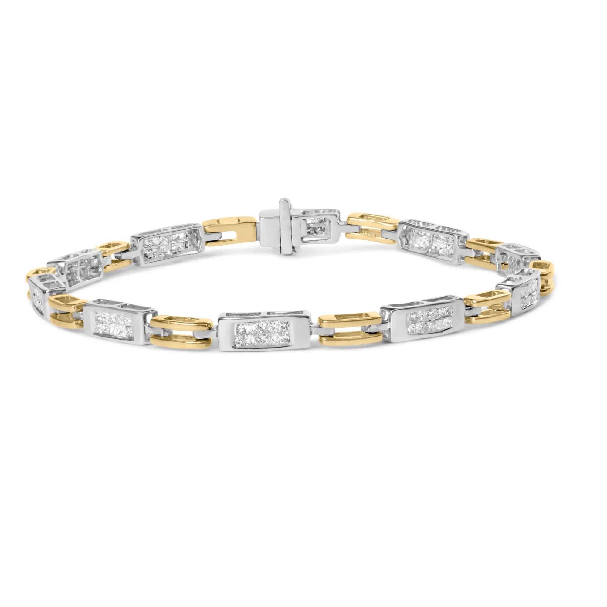 10 Karat Zwei-Ton - Gold 1,00 Cttw Unsichtbares Set Prinzessin Diamond Channel Link 7