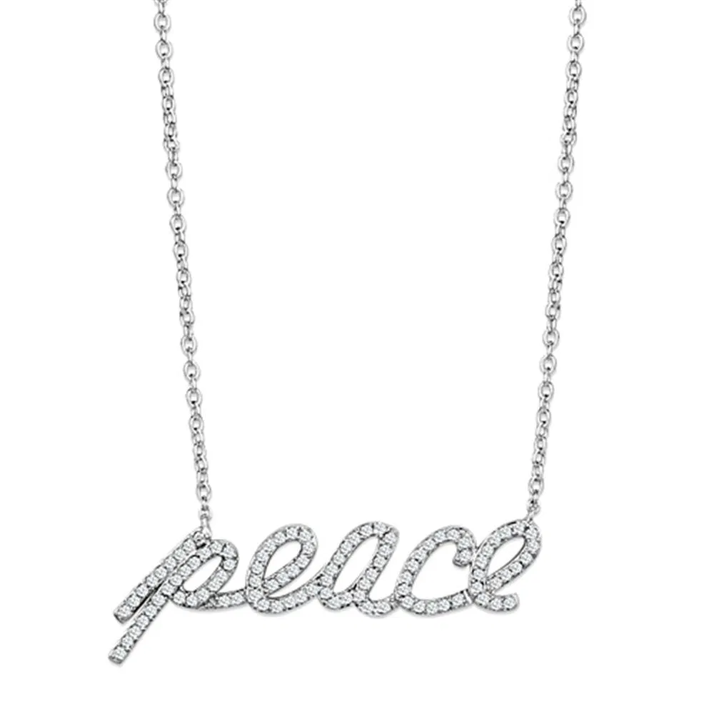 3W457 - Rhodium-Messing - Halskette mit AAA-Klasse CZ in Clear