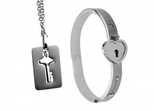 Cuffed Locking Armband, Schlüssel-Halsband Tungsten-Stahl