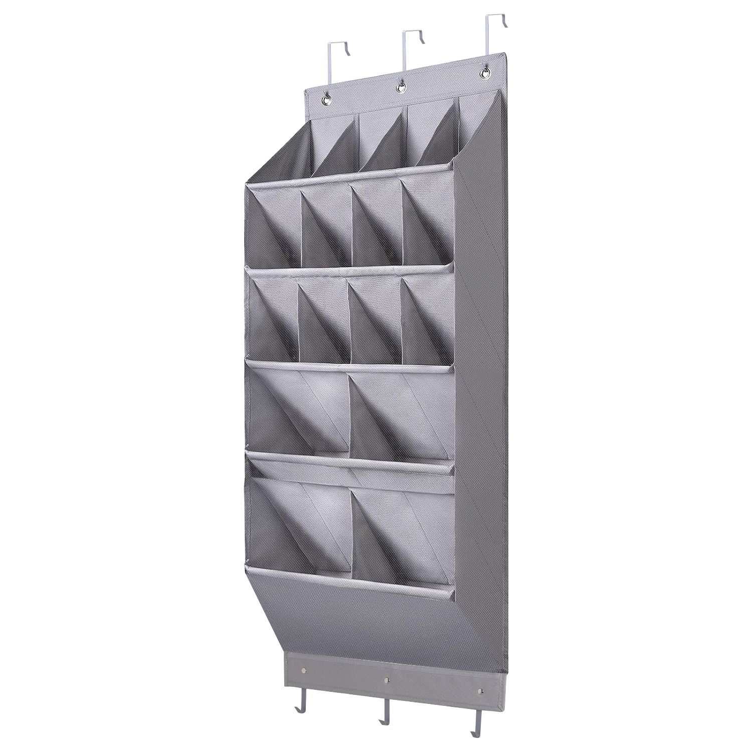 16 Taschen über die Tür Schuh-Organisator 5 Tier Schuhregal für Tür mit 6 Haken hinter der Tür Hängende Lagerregal für Schuhe Spielzeug Handtücher Taschen Schlafzimmer Badezimmer