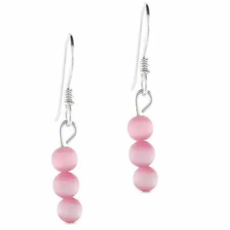 Sterling Silver Pink Beads Hanging Ohrringe
