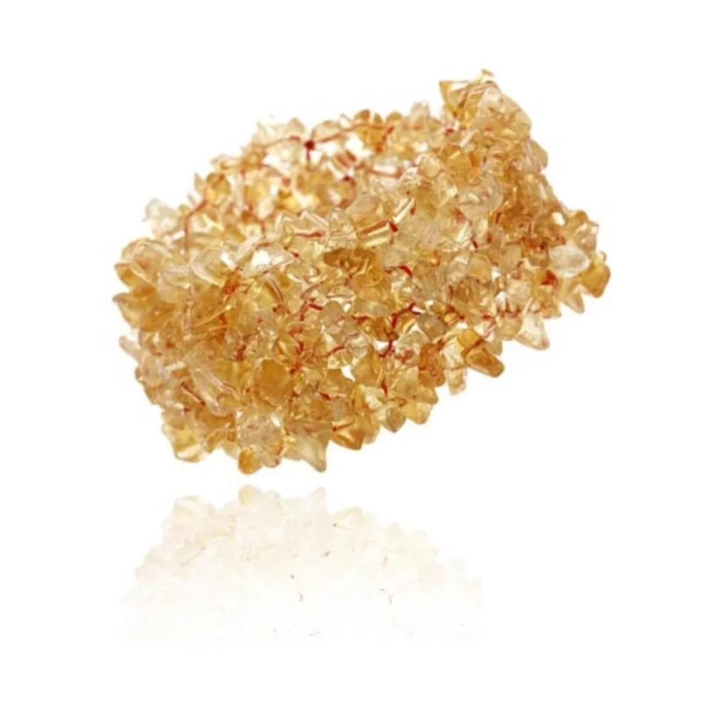 Echtes Golden Citrine Chips Multi Row Stretch Armband