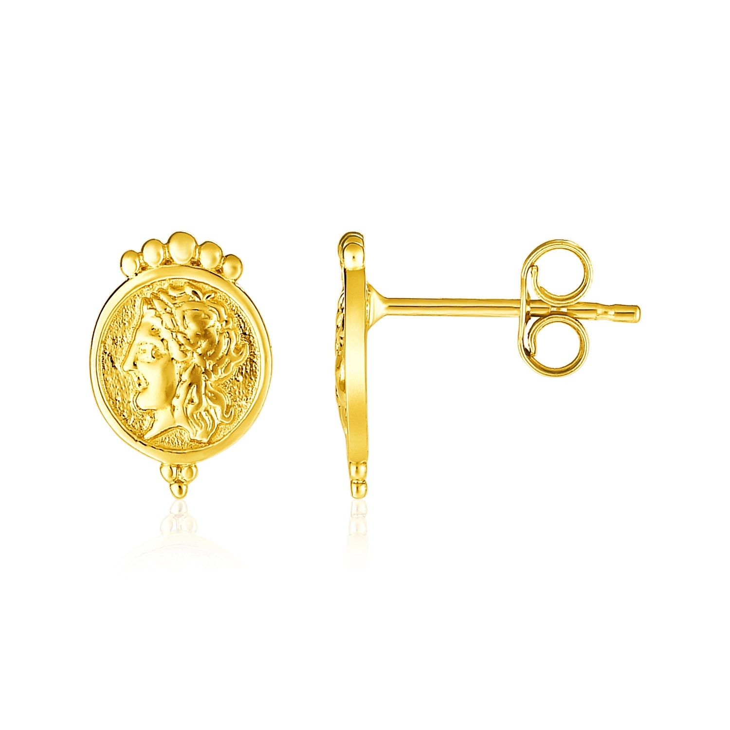 14 Karat Gelbgold Römische Münze Ohrringe