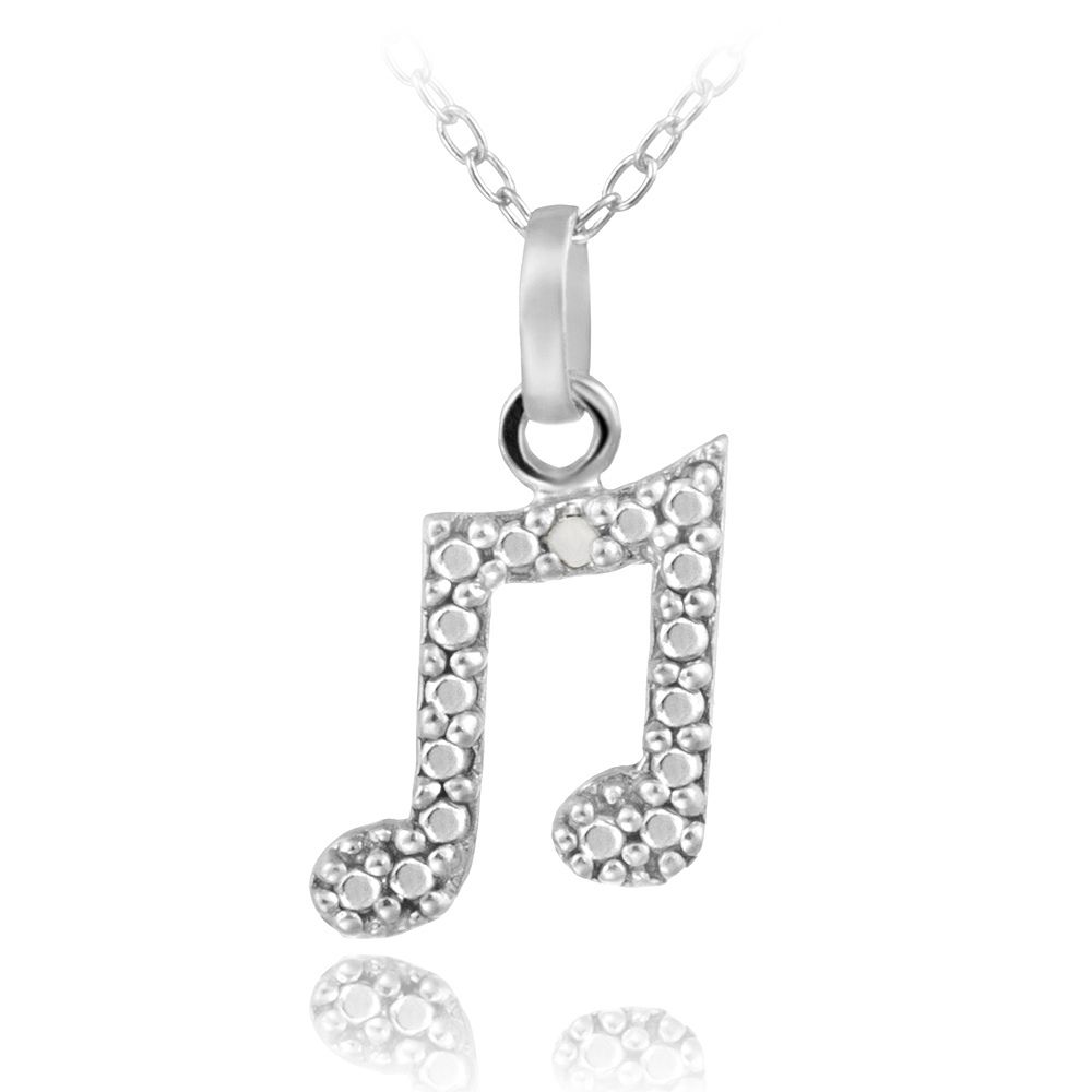 Sterling Silber Diamant Akzent Musik Note Halskette