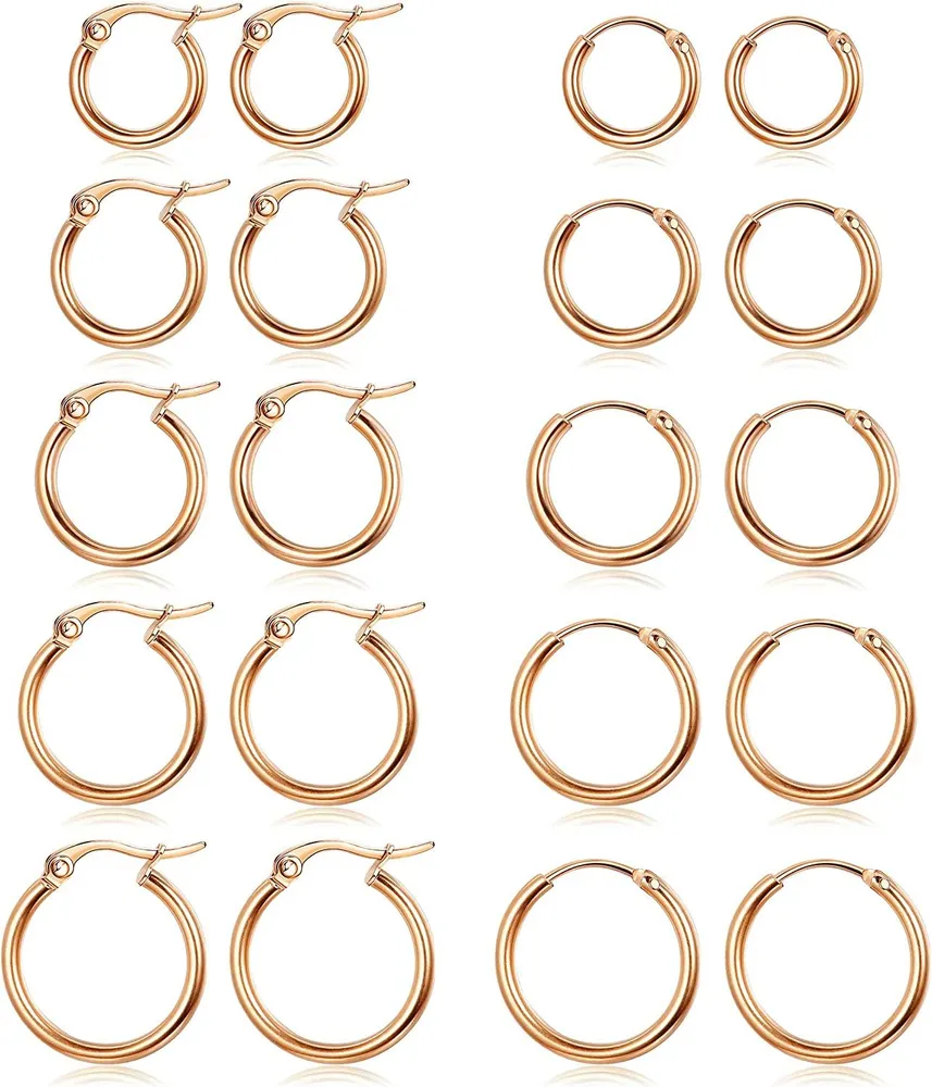 Paare Rostloser Hoop Ohrringe für Frauen Latchback Endloser kleiner Hoop Ohrringe Set süßer Huggie Goldplated Knorpel Ohrringe