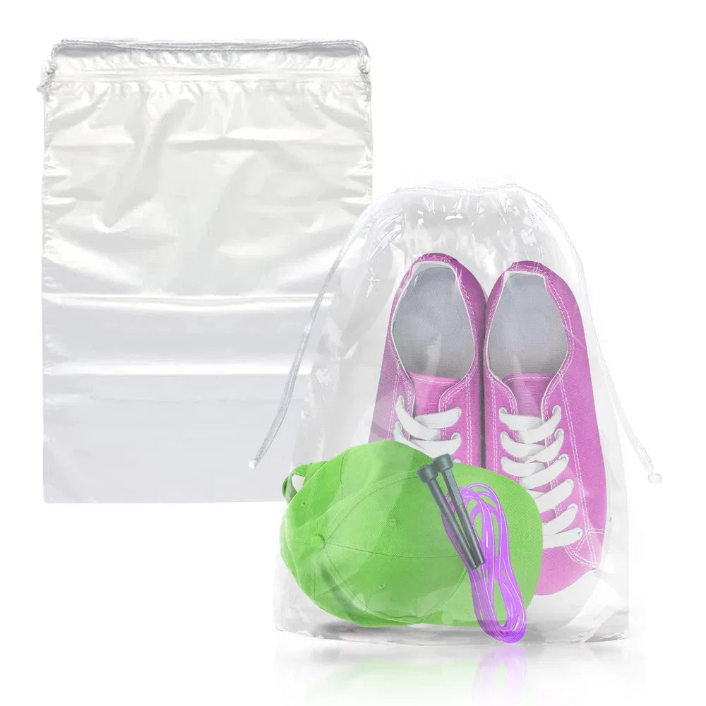 Clear Drawstring Bag, 12 x 18 Zoll. 100 Pack Clear Plastic Drawstring Bags. 2 Mil Double Drawstring Clear Plastic Bags. Wasserdichte Clear Drawstring Taschen für Goodies, Reise Essentials