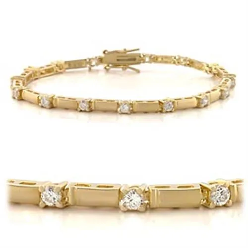 47404 - Gold Brass Armband mit AAA Grad CZ in Clear