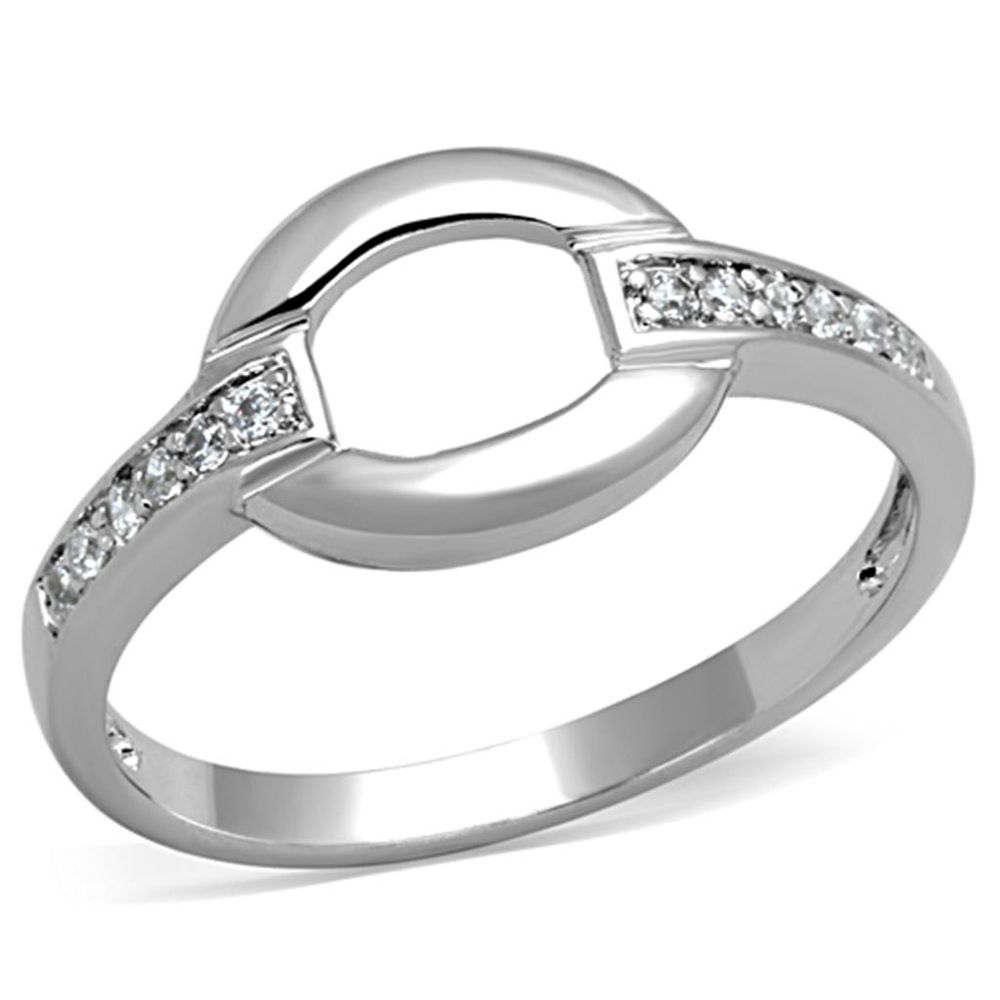 3W790 - Rhodium-Messing - Ring mit AAA-Klasse CZ in Clear