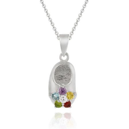 Sterling Silver Multi-Color CZ Baby Schuh Anhänger