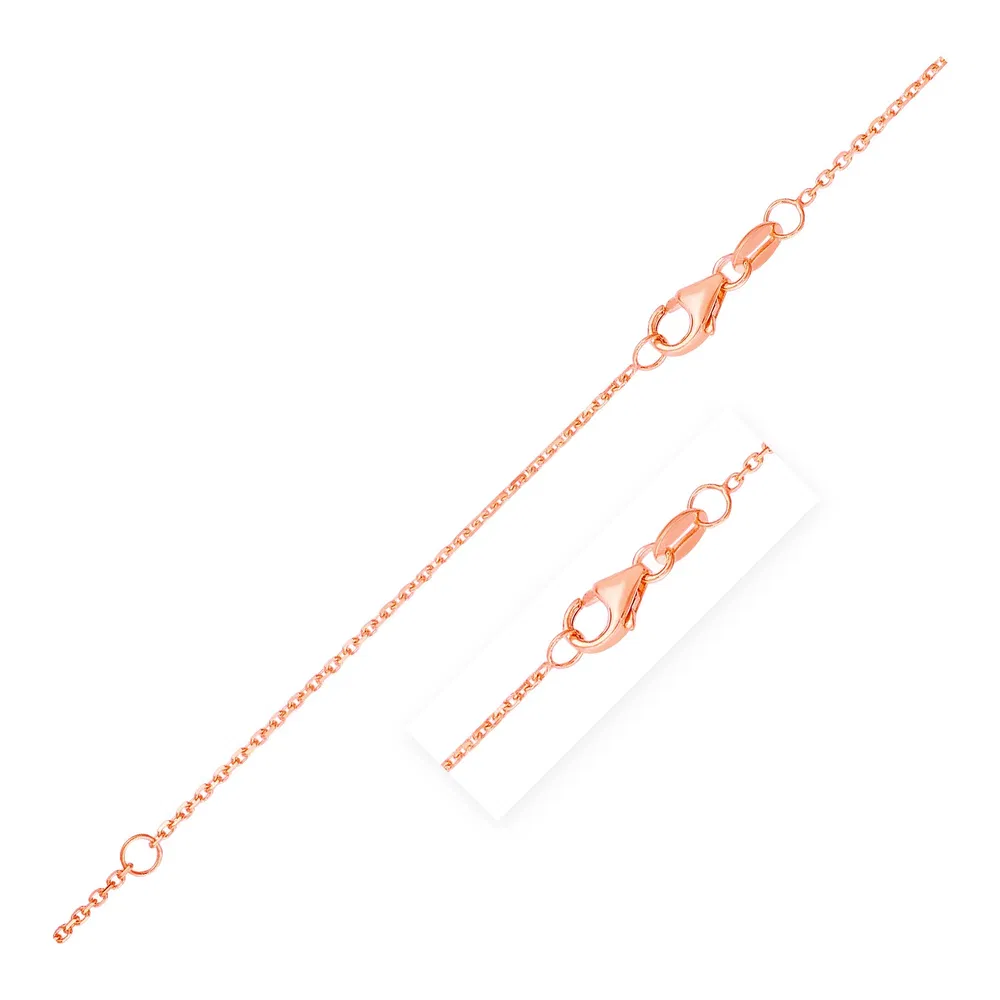Doppel erweiterbarer Diamant-Cut - Kabelkette in 14 Karat Rose Gold (0,8 mm)