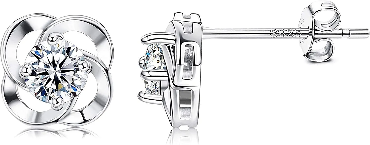 Celtic Knot CZ Stud Earrings 925 Sterling Silber Ohrringe; Süße simulierte Diamant Cubic Zirkonia Ohrringe; Kleine hypoallergene Ohrringe für Mädchen Frauen Männer Jungen; Stud Geschenke