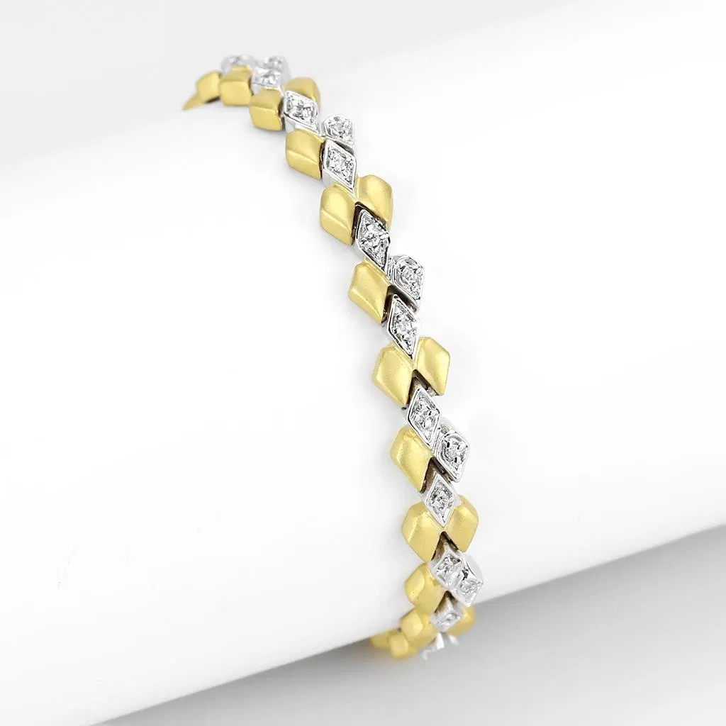 LO4743 Gold + Rhodium Brass Armband mit AAA-Klasse CZ in Clear
