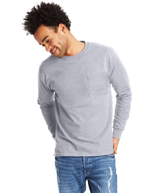 Hanes 5596 Authentic-T Long-Sleeve Pocket T-Shirt für Männer
