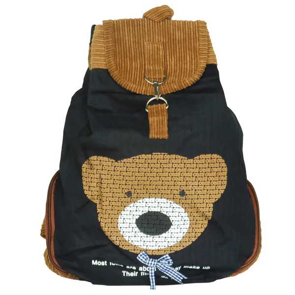 Fröhlicher Bär Stoff Art School Rucksack Outdoor Daypack