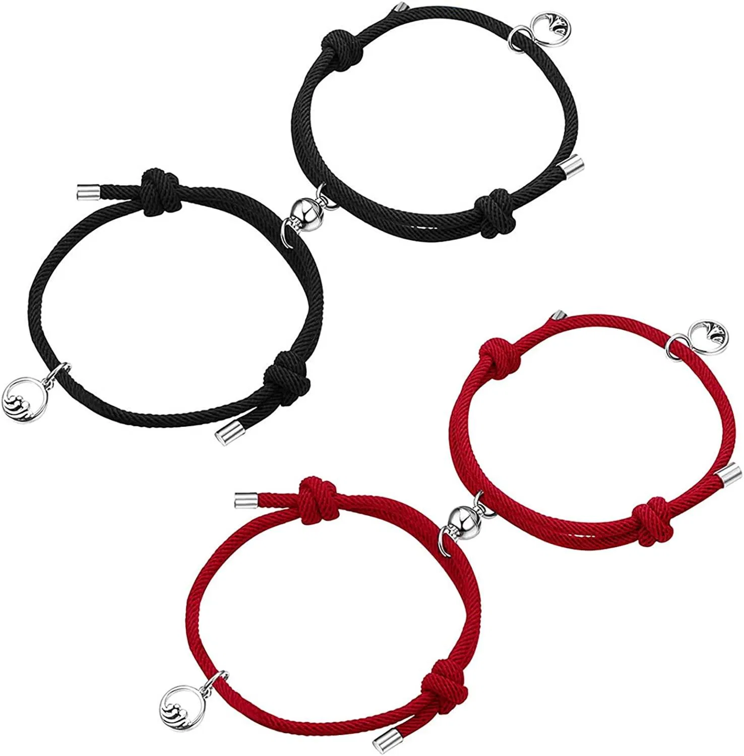Paare Armbänder Magnetische gegenseitige Anziehung Beziehung Matching Freundschaft Seil Armband Set für Frauen Männer Freund Freund Freund Ihn Ihr BFF Beste Freunde Armband geflochten Charm Anhänger