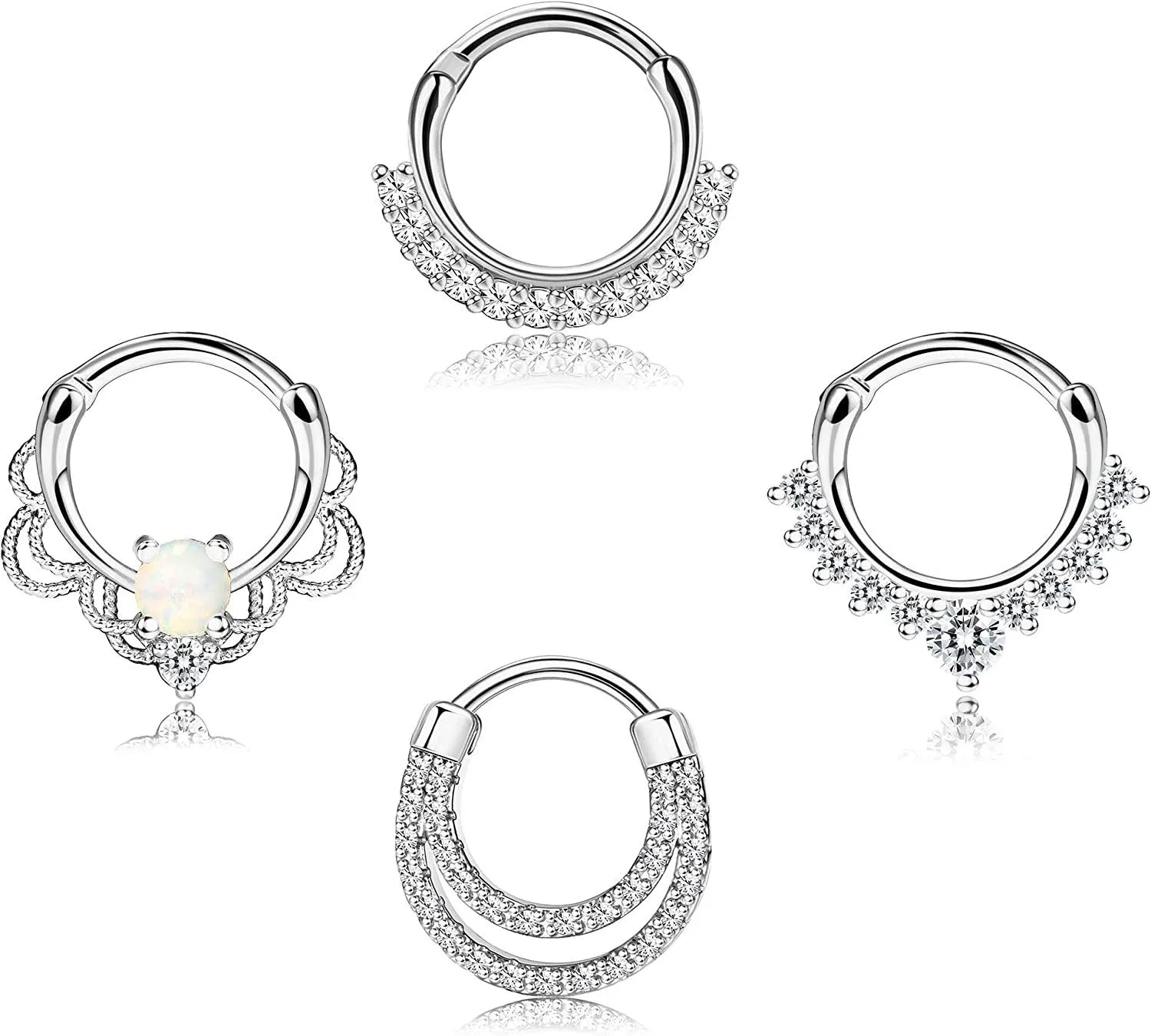 4 Stück 16G 316L Chirurgische Nasenring Septum Clicker Ring Scharnier Lippenring Helix Knorpel Daith Ohrringe Hoop Piercings Schmuck Gold Silber Rose Gold