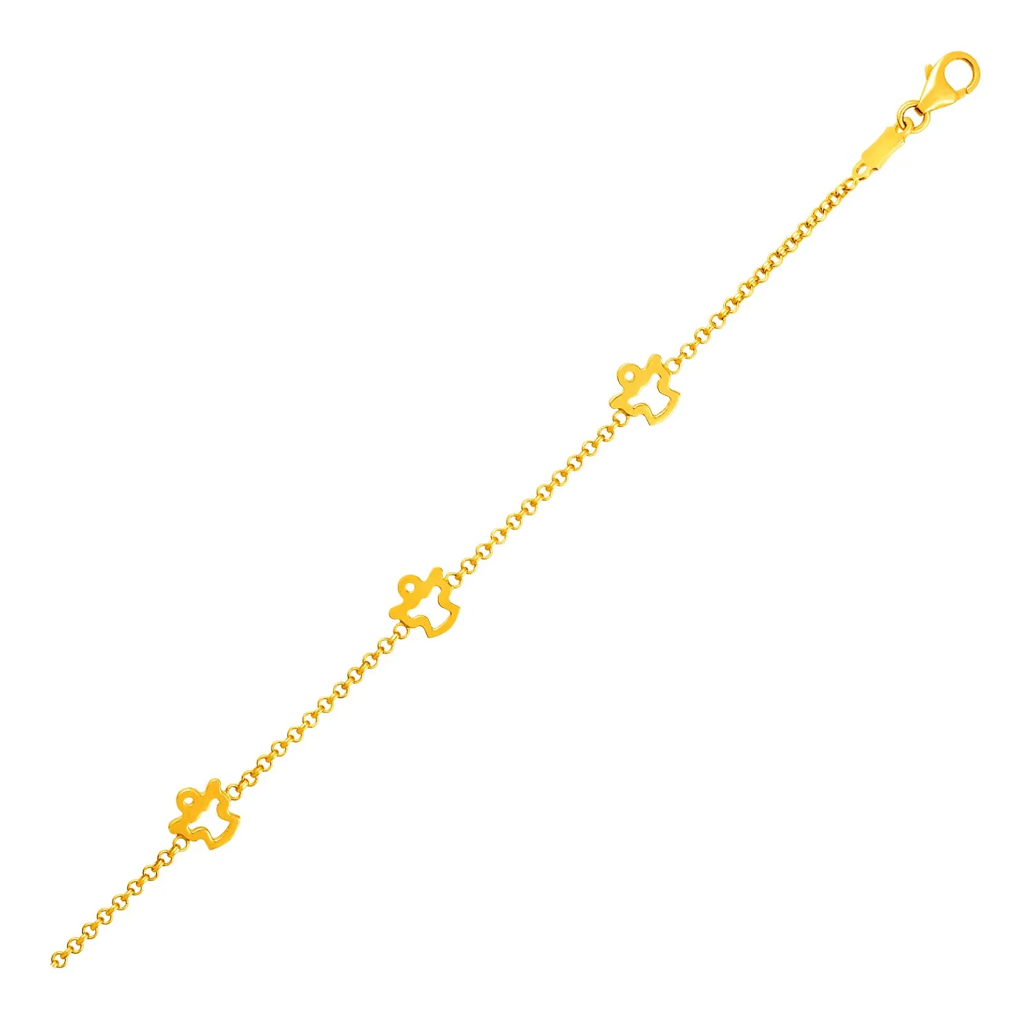 14 Karat Gelbgold Kinder Armband mit Engeln