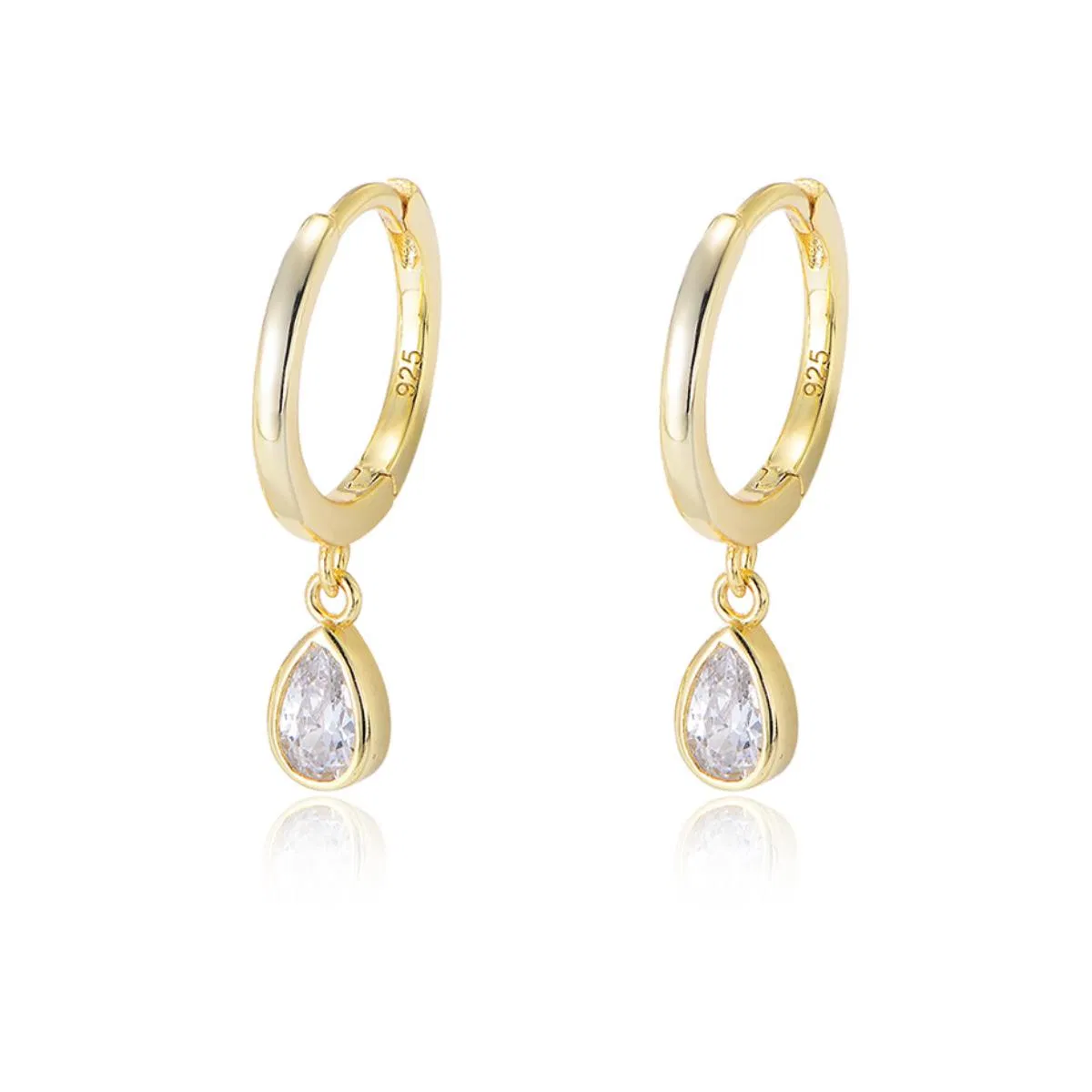 Damen Tränentropfen Zirkon Ohrringe Classic Vintage C-shaped Ohrring Clasp Passt mit Abendkleid, Casual Kleidung, Daily Wear