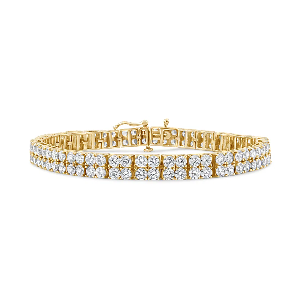 14K Gelbgold 10.0 Cttw Diamant 2 Reihen Tennis Armband (L-M Farbe, I2 - I3 Klarheit) - Größe 7,25 Zoll