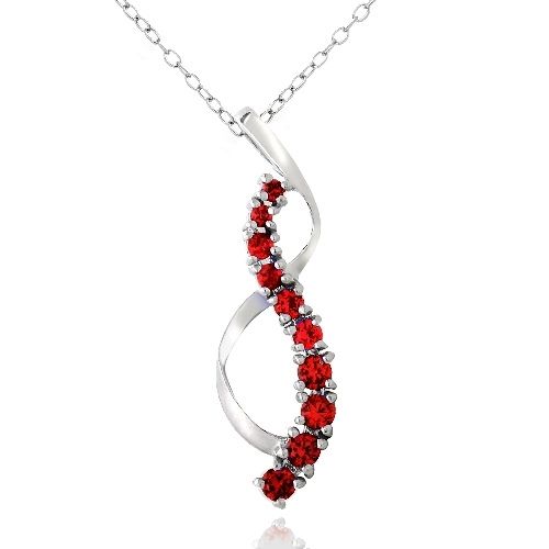 Sterling Silber geschaffen Ruby Journey Band Halskette
