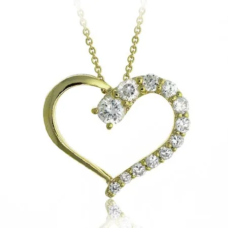 18 Karat Gold / Sterling Silber Open Heart CZ Reise Anhänger