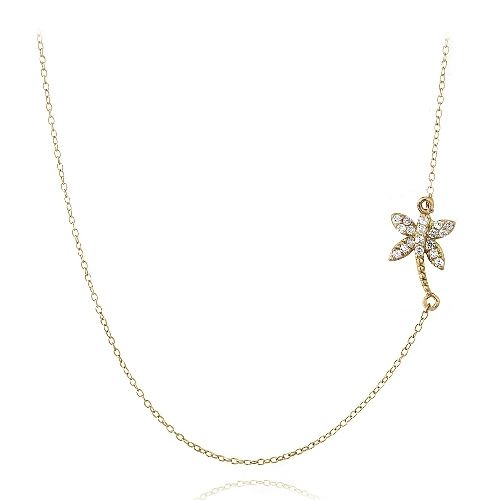 Goldton über Sterling Silber CZ Palm Baum Kette Halskette
