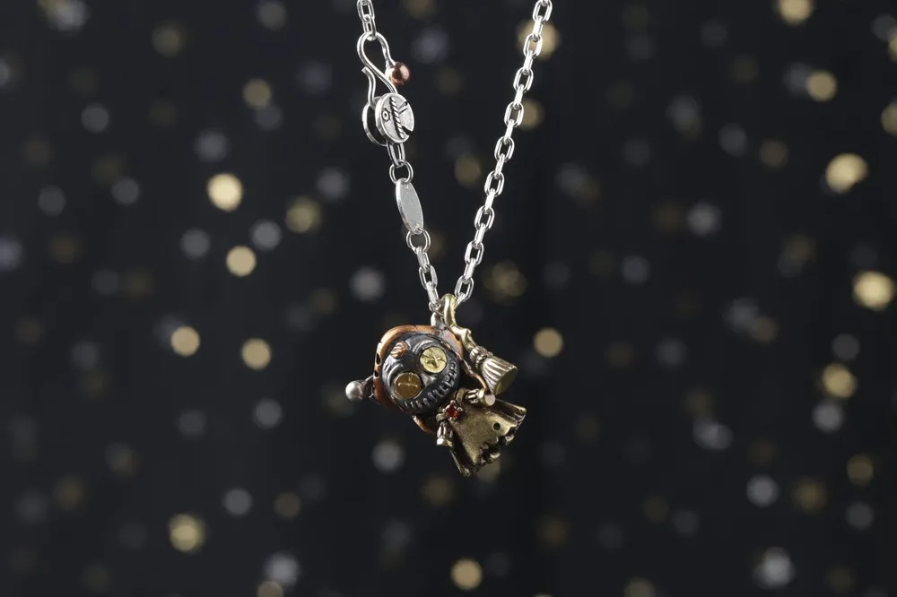 Witch Bean Doll Silber Jewelry Persönlichkeit Retro