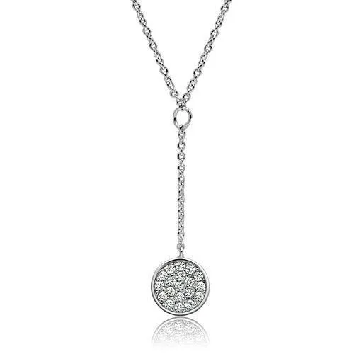 3W077 - Rhodium-Messing - Halskette mit AAA-Klasse CZ in Clear