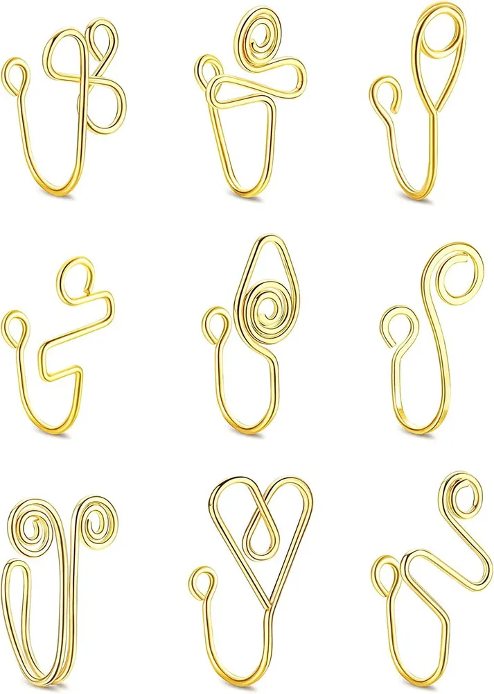 9 Pcs Nasenmanschette für Frauen Nicht-Piercing Afrikanische Nasenmanschette Goldplated Fake Nasen Ringe Clip auf Nasen Ringe Fake Piercings