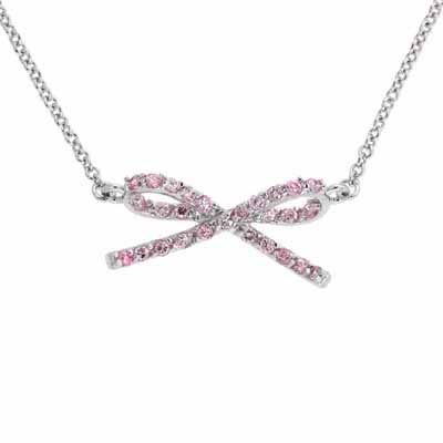 Berühmtheit Sterling Silber Pink Cubic Zirkonia Bow Halskette