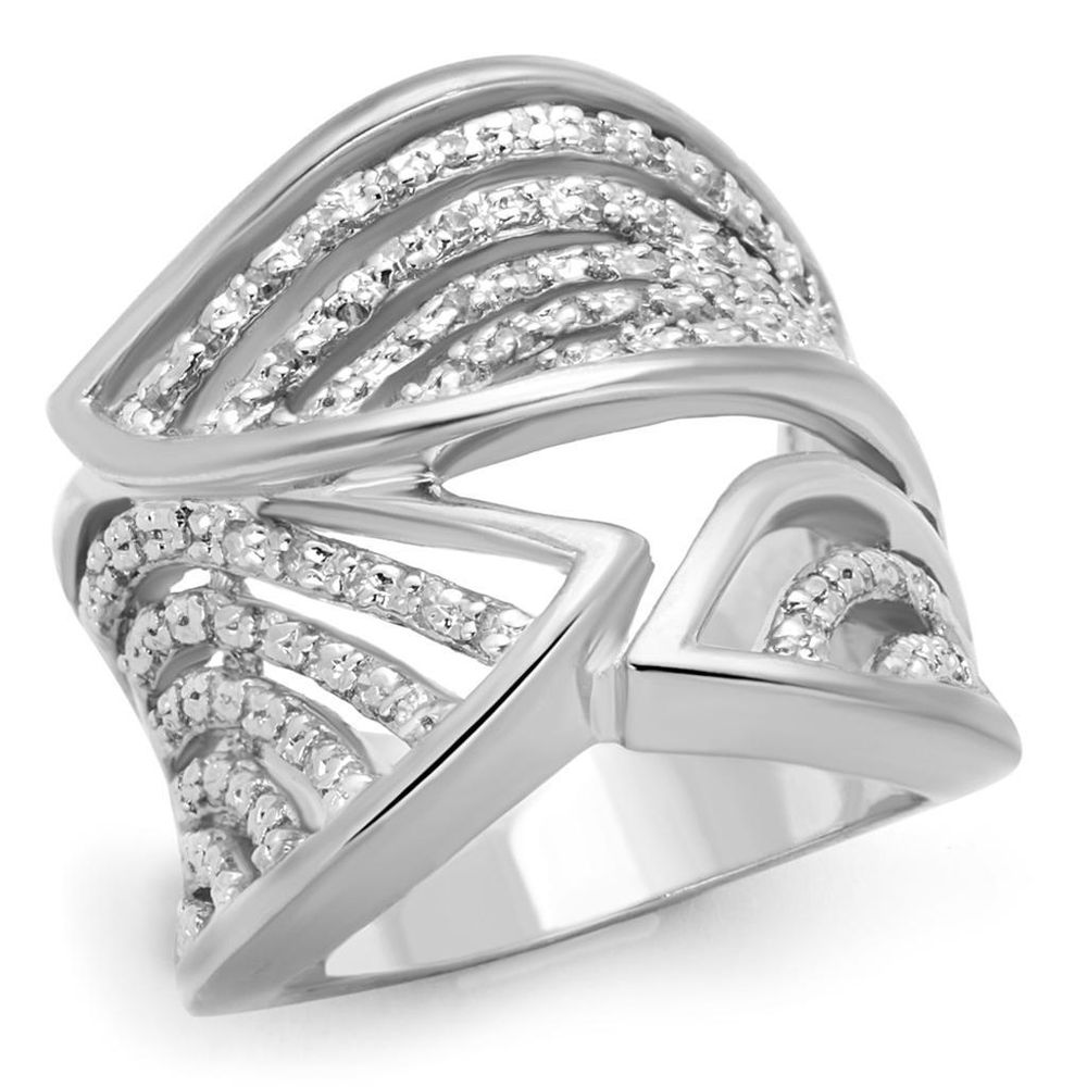 3W854 - Rhodium-Messing - Ring mit AAA-Klasse CZ in Clear