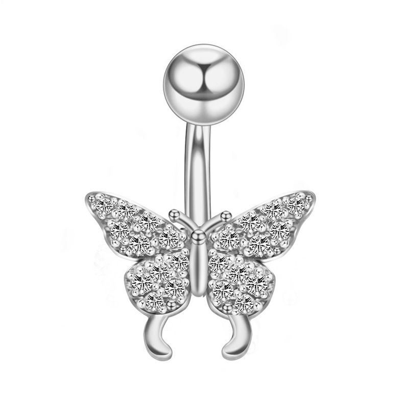 Edelstahl Navel Ring Schmetterling Zirkon Körper Piercing Ornament