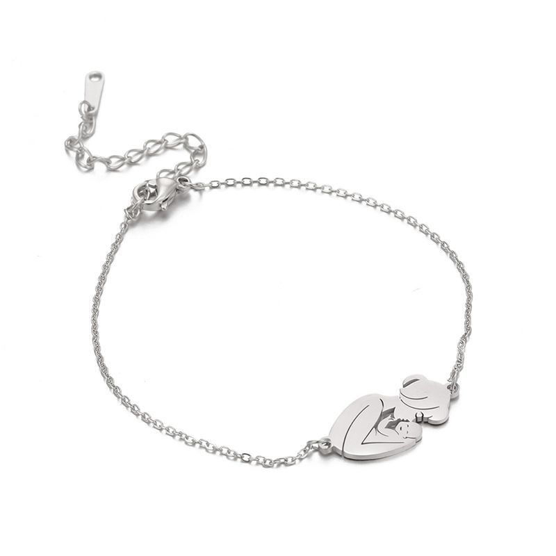 Mutter und Baby Edelstahl Gold Plated Armband