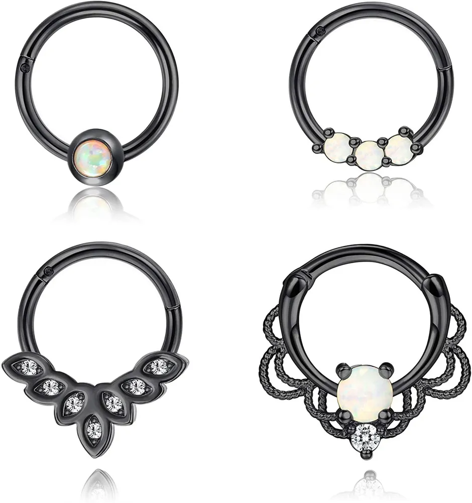 Daith Ohrringe 16G Edelstahl CZ Opal Knorpel Helix Tragus Hoop Ohrringe Scharnier Segment Clicker Septum Ring Piercing Schmuck