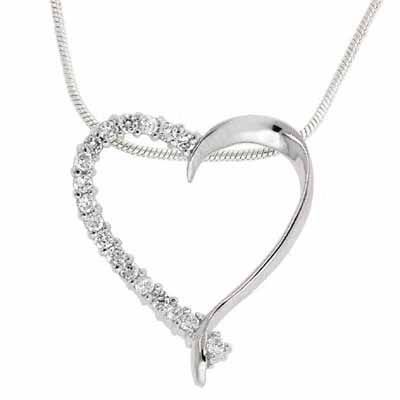 Sterling Silber Simuliert Diamant CZ Open Heart Hänger / Rutsche
