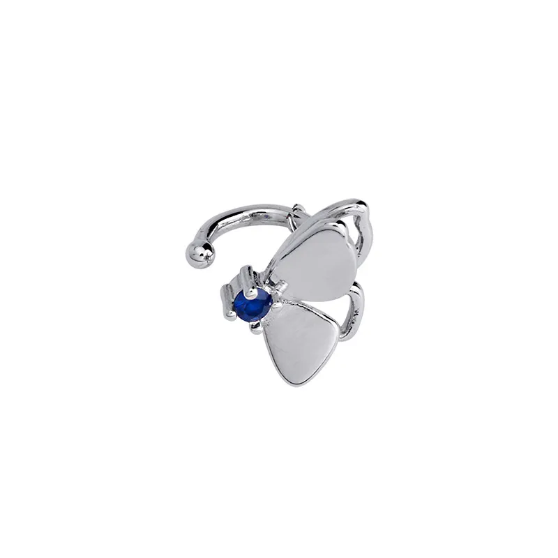 Blau Zircon Doppelschicht Schmetterlings Ohrclip ohne Piercing