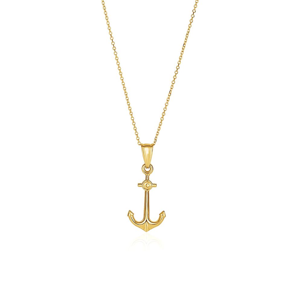 14 Karat Gelbgold Kabelkette mit Anker Anhänger