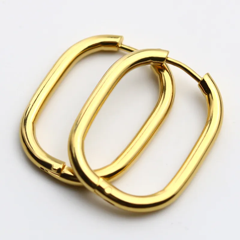 Damen Edelstahl Ringförmige Ohrringe geometrische Oval