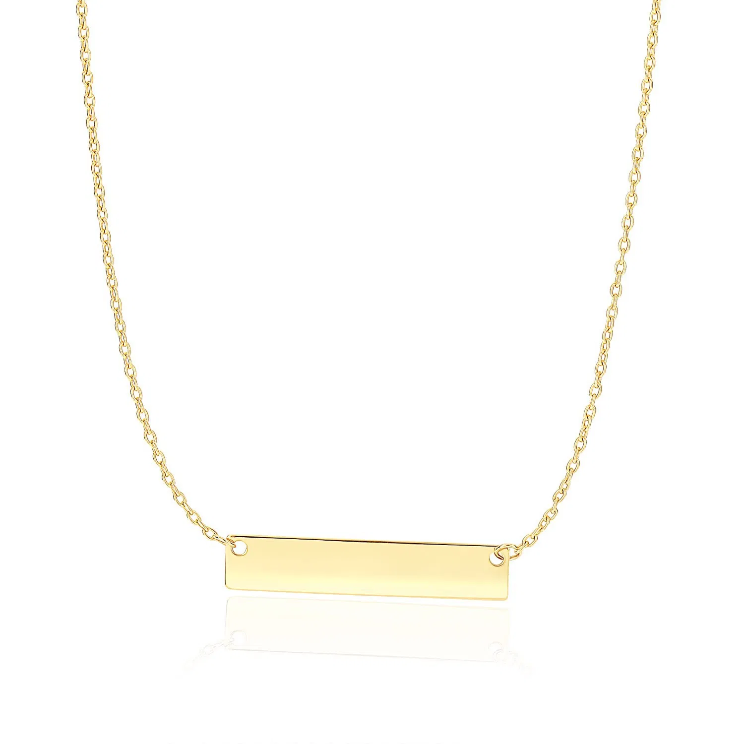 14 Karat Gelbgold Glatte Flat Horizontal Bar Stil Halskette