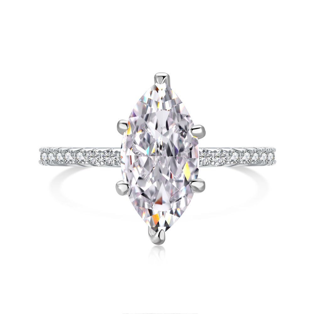 Schmuck 18 Karat Gold und Silber Zirkon Ring