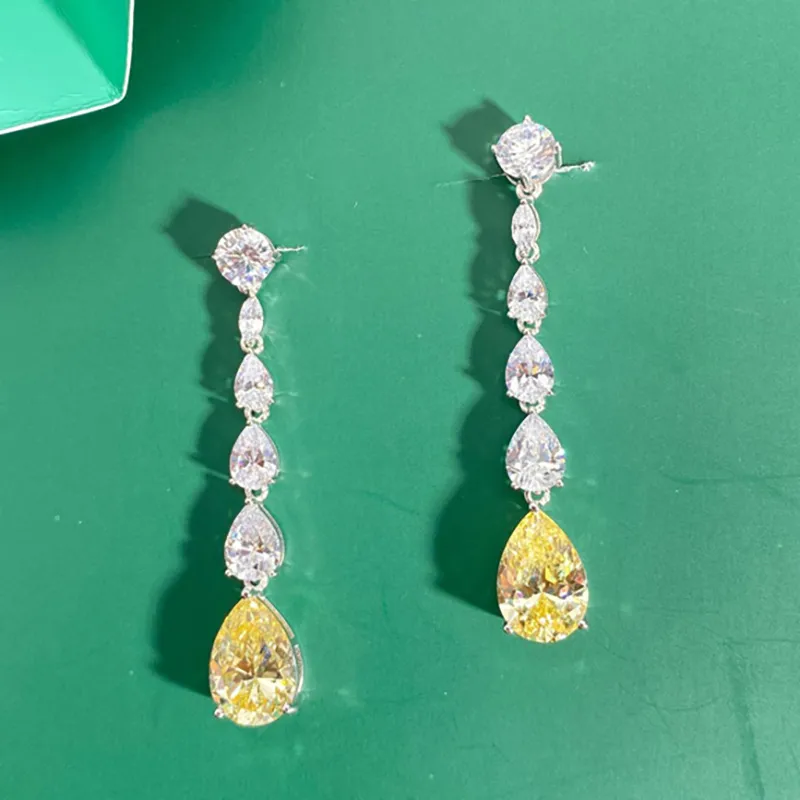Wunderschöne Zircon Long Dangle Ohrringe für Frauen Hochzeitsfeier Luxus-Accessoires Temperament weiblicher Ohrschmuck