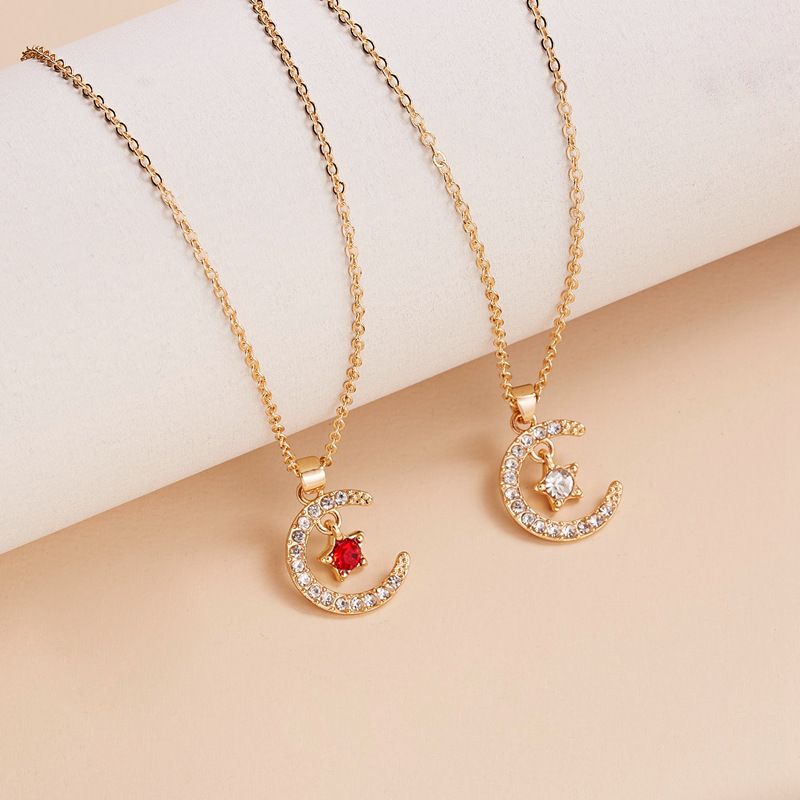 Mond geformter Stern Geburtstagsstein Geburtstag Halskette Schmuck Frauen Anhänger Choker bunte Kristallhalskette Freundschaft Geschenke neu heiß