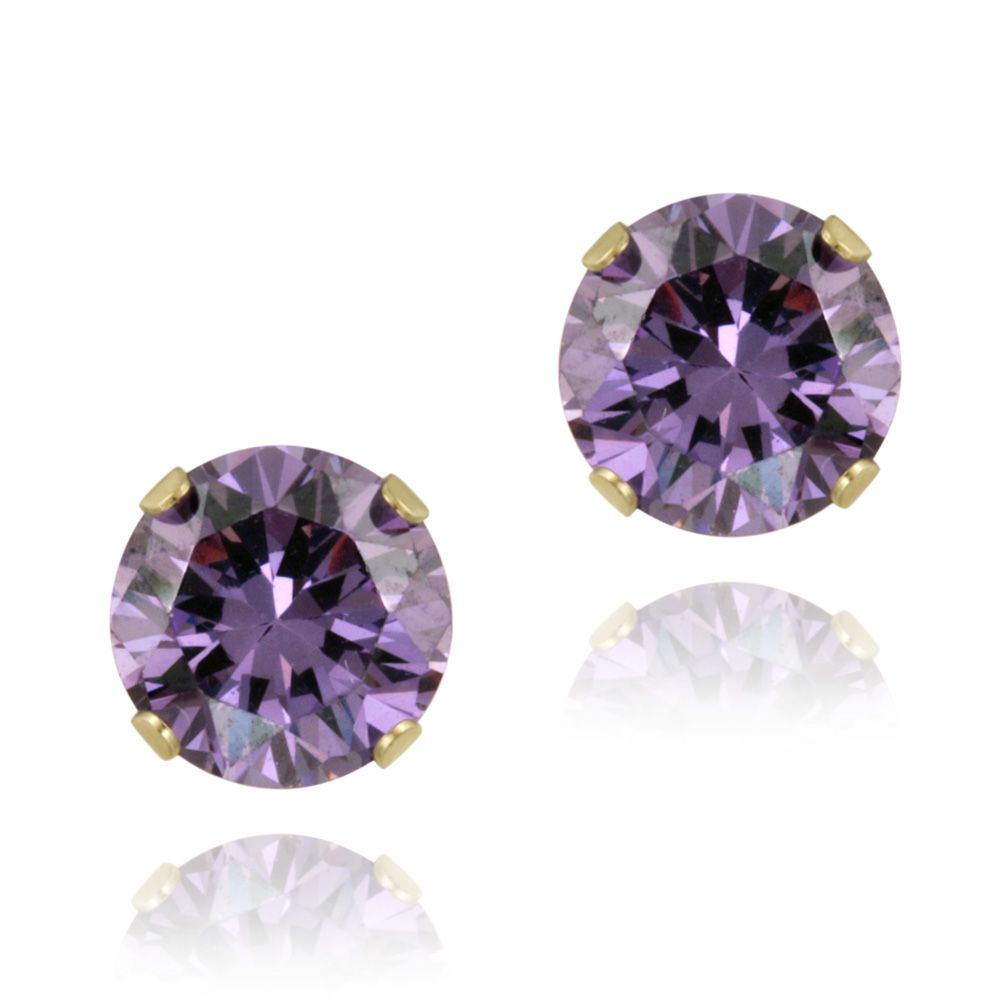 18 Karat Gold über Sterling Silber 2,4 Karat Amethyst-Stapf - Ohrringe, 7 mm