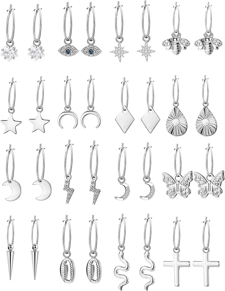 16 Paare Goldplated Small Hoop Ohrringe mit Charms Mini Cute Dangle Hoop Ohrringe Pack für Frauen Dainty Star CZ Butterfly Huggie Hoop Ohrringe Set