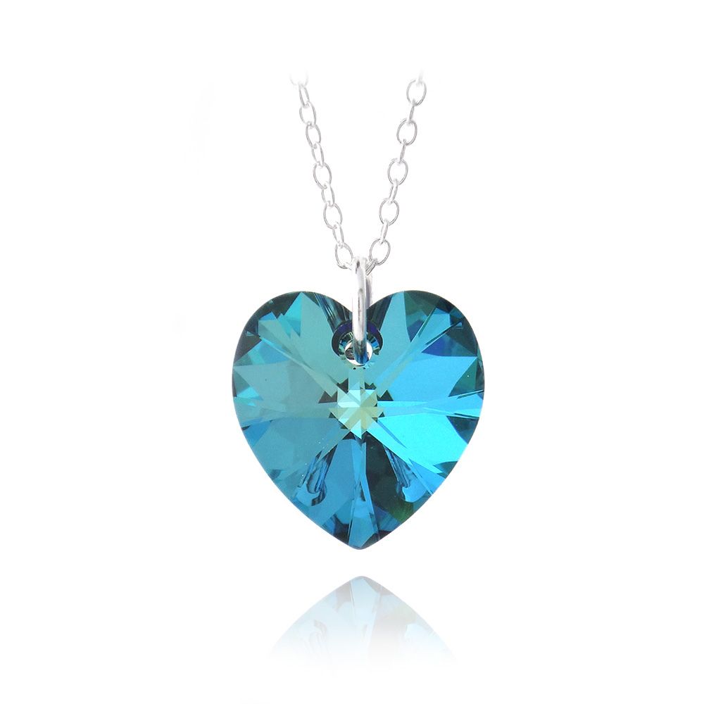 Sterling Silber Bermuda Blau Swarovski Elemente Herz Halskette