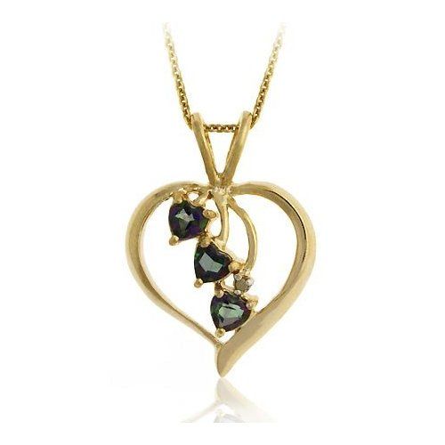 18 Karat Gold über Sterling Silber Mystic Topaz Drei Stein Herz Anhänger