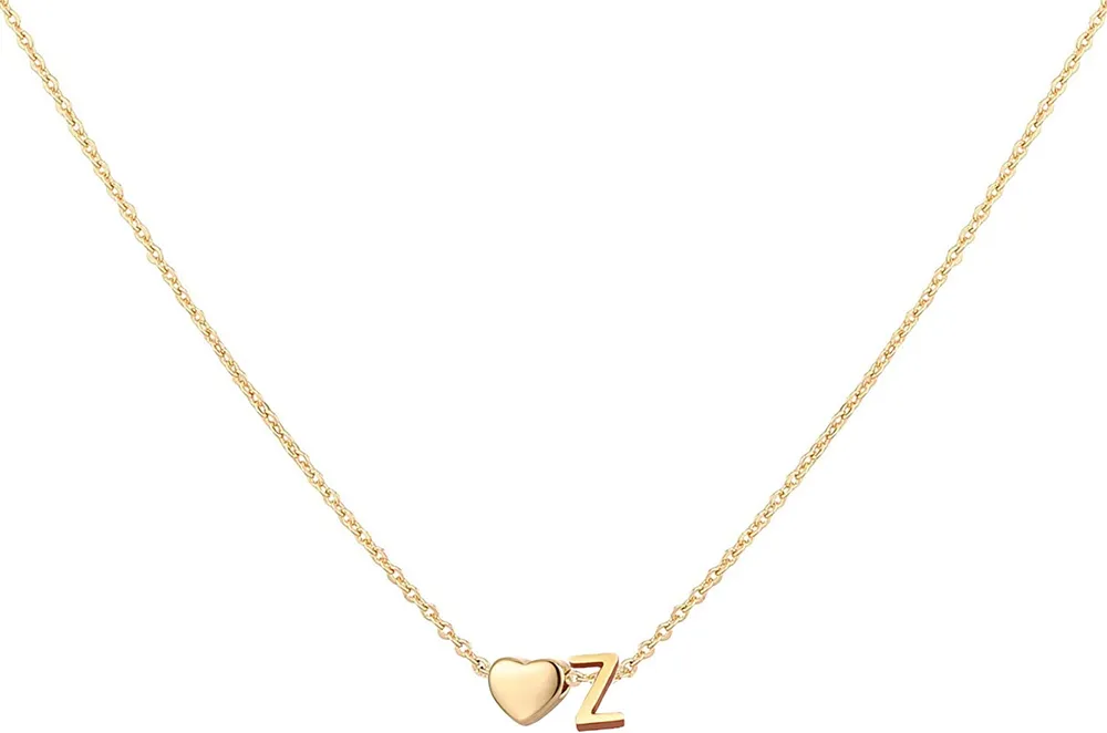 Glimmerst Initial Heart Kette; 18K Gold Plated Edelstahl Tiny Heart Letter Kette Personalisierte Monogramm Name Kette für Frauen Mädchen
