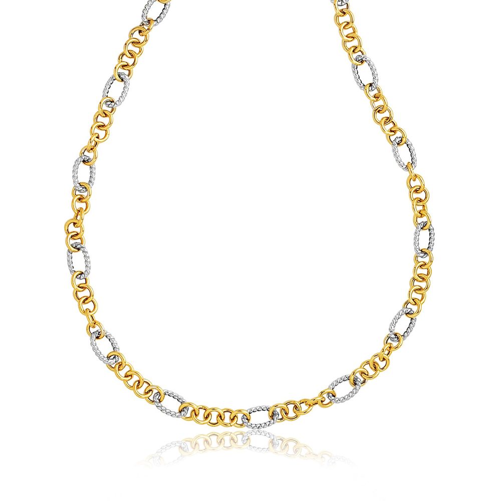 14k Zwei-Tone Round und Cable Style Link Kette